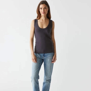 Women's Scoop Neck Tank Top Solid Color Knitted Cotton Casual Wear Breathable Sleeveless Top Regular Length - Product Image 1