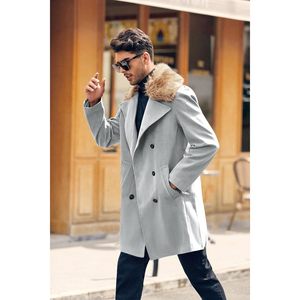 2025เสื้อโค้ทผู้ชายตัวยาวแบบกระดุมสองแถวแนวธุรกิจถอดออกได้มีปกเสื้อโค้ทแบบกระดุมแถวเดียวสำหรับฤดูหนาว - Product Image 3