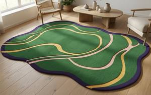 Alfombra Moderna Hecha a Mano con Mechones de Lana para Sala de Estar |   Fabricación de Alfombras de Lana de Lujo a Medida - Product Image 4