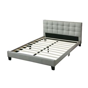 Letto Contemporaneo California King Size con Testiera Trapuntata in Polifibra Grigia, Struttura Imbottita per Camera da Letto - Product Image 4