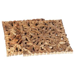 Nouvel ensemble de 2 dessous-de-plat carrés en bois de manguier faits à la main, écologiques, design vintage moderne pour ustensiles de cuisine et décoration de table à manger - Product Image 2