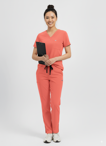 Conjunto de Uniformes Médicos Unisex de Alta Calidad, Tela Tejida, Cuello en V, Pantalones Tipo Jogger, Ropa de Trabajo para Hospital, Múltiples Bolsillos - Product Image 3