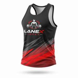 Men's Custom Gym <b>Stringer</b> Tank Top | Sublimated Bodybuilding Fitness <b>Vest</b> | Sleeveless Workout Training Singlet | OEM Sportswear - Product Image 2