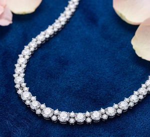 Luxury Moissanite <b>Statement</b> <b>Necklace</b> Round Brilliant Cut 925 Silver Prong Setting Women's Wedding Jewelry - Product Image 3