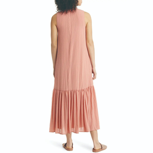 Robes d'été haute couture pour femmes, personnalisables, amples, à col montant, sans manches, à volants, décontractées, tendance, lavables, avec fermeture éclair, naturelles - Product Image 1