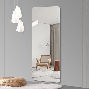 Specchio da Parete di Alta Qualità in Nichel Satinato 5mm, 165x61 cm, Angoli Arrotondati per Soggiorno, Camera da Letto, Guardaroba, con Foro per Appendere - Product Image 2
