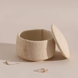 Tarro Redondo de Mármol con Tapa, Contenedor Moderno de Piedra para Sala de Estar u Oficina, Caja Decorativa para Guardar Joyas, Idea de Regalo - Product Image 4