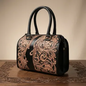 Vintage Women's <b>Handbag</b> Genuine Leather Bags Shoulder Bags Embroidery Pattern Leather <b>Handbags</b> for Women - Product Image 6