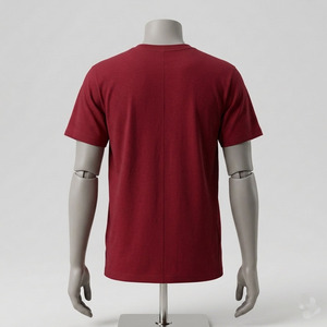 T-shirt homme rouge à manches courtes 100% coton, coupe classique, col rond, jersey uni, couleur unie - Product Image 3