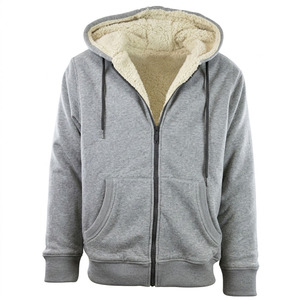 Sudadera con capucha gris para hombre, con cremallera, sin forro polar, con cordón y bolsillos, informal, holgada, de algodón ecológico, para otoño - Product Image 1