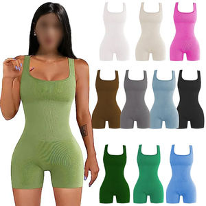 Combinaison gainante une pièce à col carré, nouvelle tendance, avec impression de logo personnalisée, prix de gros, pour femme, idéale pour l'entraînement - Product Image 1