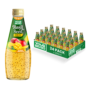 เครื่องดื่มเมล็ดโหระพาผสมน้ำมะม่วง 290 มล. ขวดแก้ว FMCG ตัวอย่างฟรี โรงงานในเวียดนาม GMP OEM ODM - Product Image 1