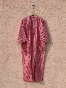 Kimono de Algodón Hecho a Mano para Mujer, Estilo Bohemio, Casual, Ecológico, de Manga Larga, con Estampado Floral, Ropa de Dormir para Primavera/Verano - Product Image 4