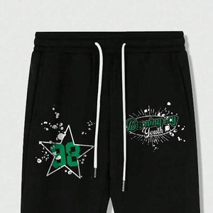 New Arrival Custom Men's Flared Sweatpants Men's Trousers Heavyweight <b>Stacked</b> <b>Jogger</b> Track Pants with Puff Print & Distressed - Product Image 3