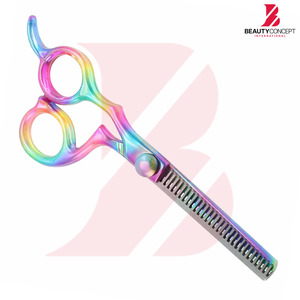 Ciseaux de coiffure professionnels multicolores arc-en-ciel en titane avec manche ergonomique en plastique - Product Image 5