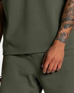 Camiseta y Pantalones Cortos Oversize Color Caqui para Hombre, Talla Grande, Personalizados, con Ribete, de Algodón Transpirable, Nueva Tendencia, Ropa Deportiva y Urbana para Hombre - Product Image 5