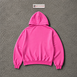 Sudadera con capucha oversize rosa lavada y bordada, con gráfico de cruz gótica desgastada, de forro polar grueso, estilo streetwear unisex casual - Product Image 6