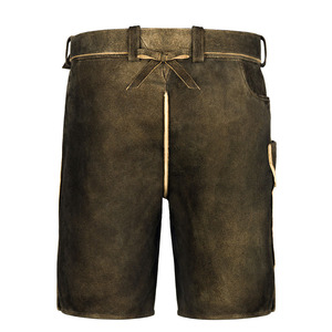 Shorts Lederhosen en cuir véritable pour hommes, traditionnels bavarois, brodés, pour l'Oktoberfest allemand, avec ceinture - Product Image 6