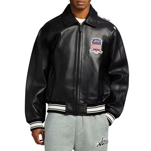 แจ็คเก็ตหนัง Avirex London สีดำสุดคลาสสิก ดีไซน์จากหนังแกะยุโรปโบราณ 100% แจ็คเก็ตบอมเบอร์ Avirex - Product Image 3