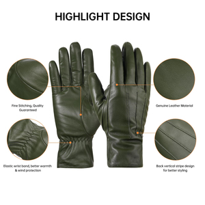 Gants d'hiver en cuir uni pour femmes, décontractés, multifonctionnels, compatibles avec les écrans tactiles, pour garder les mains au chaud, pour l'extérieur et le quotidien, gants tendance - Product Image 3