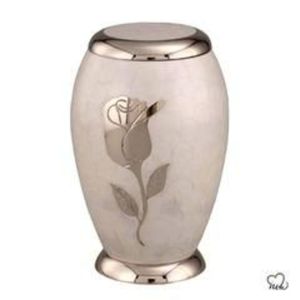 Urne funéraire classique en aluminium pour cendres humaines, grande capacité, urne de crémation avec bordure florale gravée, vase commémoratif bleu - Product Image 4