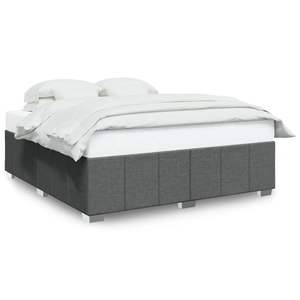 Cadre de lit en contreplaqué polyester gris foncé, bois d'ingénierie et pin massif, matelas durables et élégants - Product Image 2