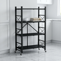 Étagère de rangement de cuisine moderne en acier réglable et personnalisable avec 4 niveaux et poulie pour entrepôt