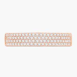 Anillo apilable de cuatro filas de diamantes cultivados en laboratorio con corte redondo, oro macizo de 10k/14k, anillos de boda minimalistas y delicados de media eternidad para mujer - Product Image 5