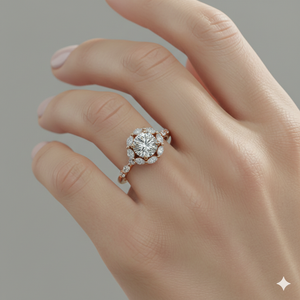 แหวนหมั้นเพชรทรงมาร์คีส์แบบหัวแหวนประดับเพชร - Product Image 6