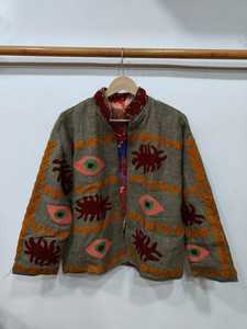 Chaqueta de algodón bordada Suzani del fabricante, ropa exterior étnica colorida, chaqueta étnica de algodón para fiestas, chaqueta bomber Suzani. - Product Image 4