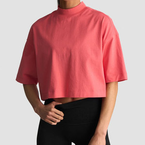 Camiseta Deportiva Holgada de Talla Grande para Mujer con Diseño de Cuello Alto Acanalado, Hombros Caídos, Cómoda y Ligera para Gimnasio - Product Image 5