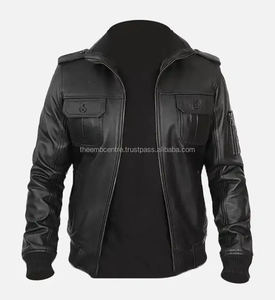 Veste en cuir de logo personnalisé de haute qualité, à la mode, à prix de vente entier, vêtements, veste en cuir coupe-vent et résistante pour hommes - Product Image 4