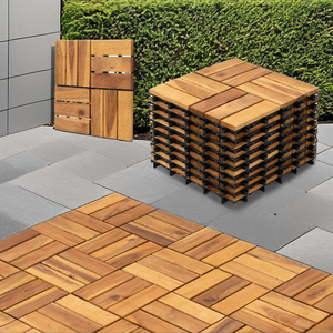 Baldosas de madera de acacia de 300 x 300 mm, impermeables, antideslizantes, decorativas para terraza, patio trasero, balcón, piscina, jardín, camino, piscina. - Product Image 2