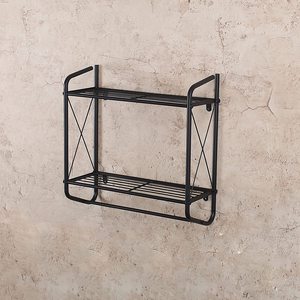Handmade Black Metal Wall Mounted Bathroom Shelf with Towel Bar 2 Tier Storage Rack <b>Rustic</b> Industrial Organizer for Bathroom Kit - Product Image 4