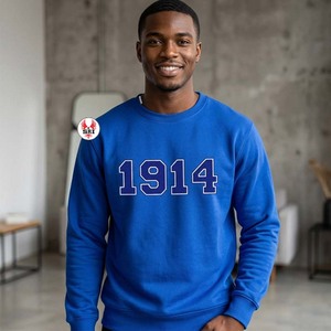 เสื้อสเวตเชิ้ตคอกลมลายปักไหมพรม ปี 1914 Phi Bet Sigma  ผ้าฝ้าย 100% สีพื้น ปรับแต่งสีและโลโก้ได้ เป็นมิตรกับสิ่งแวดล้อม - Product Image 6