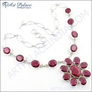 สร้อยคอเงินพลอยสีแดงสวยสร้อยคออัญมณีทันสมัยสร้อยคอสะดวกสบาย - Product Image 1