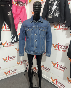 Veste en jean vintage bleue en coton, style vieilli avec trous, pour hommes, personnalisable, vente en gros - Product Image 5