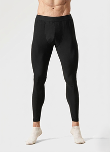 <b>Men's</b> Black <b>Compression</b> Leggings Elastic Waist 85% Polyester Workout Pants Full Length Athletic <b>Tights</b> 180g Solid - Product Image 5
