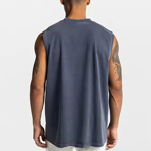 Camiseta sin mangas de algodón tejido con estampado personalizado, talla grande, ajuste muscular, para hombre, transpirable, para gimnasio, fitness, entrenamiento, correr. - Product Image 2