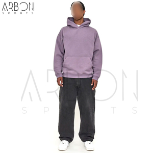 Meilleure Vente – Nouvelle Arrivée : Sweat à Capuche Oversize Confortable et Épais en Molleton de Coton Uni, Couleur Violet Cendré - Product Image 3