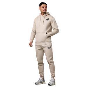 Conjunto Deportivo Informal para Hombre, Sudadera con Capucha de Forro Polar Beige, Ropa Deportiva para Gimnasio, Conjunto para Correr, Ropa Deportiva de Moda Urbana para Invierno - Product Image 1