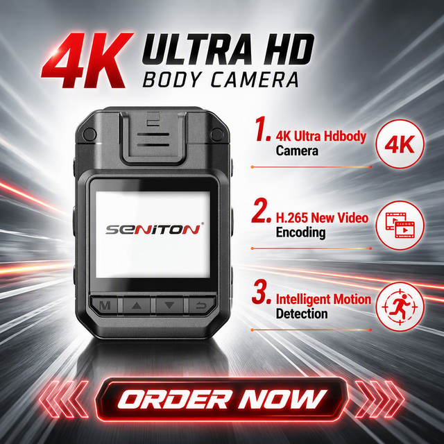 Ultra HD Body-Worn Camera Live Streaming H.265 One Click Burst Flash Night Vision Wearable Body Recorder for Traffic Management
