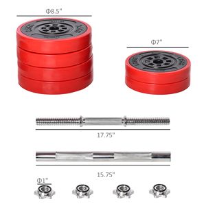 66lbs Two-in-One <b>Adjustable</b> Dumbbell <b>Barbell</b> Set Home Gym Fitness Plate Bar Clamp Rod Free Weights for Strength Muscle Exercise - Product Image 2