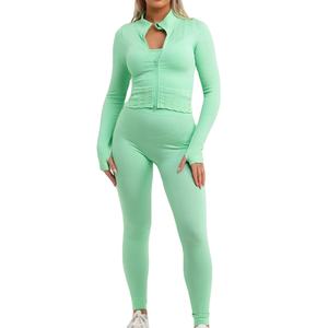 Conjuntos Deportivos de Manga Larga para Mujer, 3 Piezas, Traje de Yoga Sólido, Ropa Deportiva Transpirable, Conjuntos de Yoga 2026 - Product Image 2