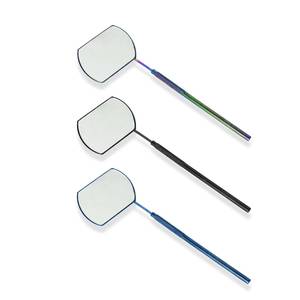 <b>Metal</b> Makeup Brush Cleaner Tool with Oval <b>Frame</b> and Textured Handle in Rainbow <b>Black</b> and Blue Colors - Product Image 6