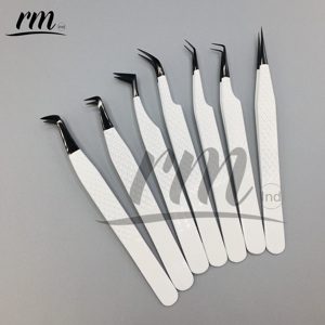 RMI Private Label 45 90 Degree L Shape Fiber Tip Stainless Steel Anti-Magnetic Tweezers 10mm Length Eyelash Tweezers - Product Image 5
