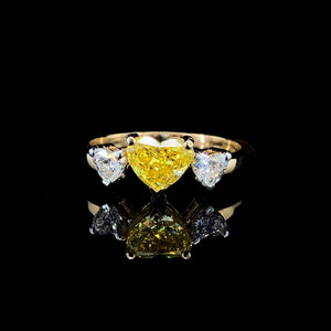 Bague en or massif 14 carats avec diamant de laboratoire taille cœur 1 carat couleur D G, bague polie professionnellement, certifiée IGI, vente en gros - Product Image 1