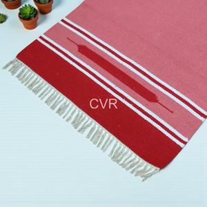 Alfombras COTTON VOGUE, Alfombra Tejida de Chenilla Roja Hecha a Mano, Rectangular, Decoración Contemporánea para el Hogar, Bordes con Flecos, Patrón Antideslizante, Grosor de 5MM - Product Image 3