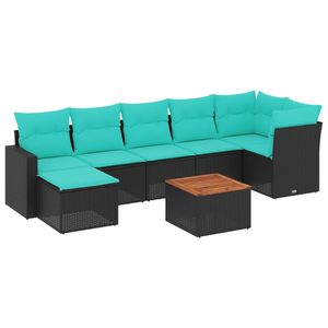 Ensemble de canapés de patio en polyrotin noir, 8 pièces, avec coussins, ensembles de jardin - Product Image 2