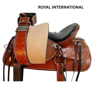 Selle de cheval de randonnée Royal International Premium Floral Tooled |   Selle d'équitation western en cuir véritable avec siège confortable - Product Image 1